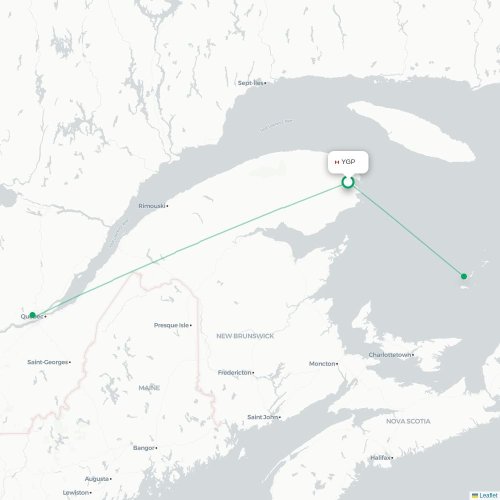 Route map Gaspe  YGP 