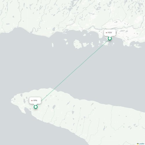 Mapa de vuelo directo Havre-Saint-Pierre - Port Menier