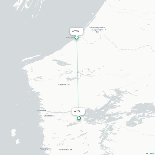 Mapa de vuelo directo Kuujjuarapik - Radisson