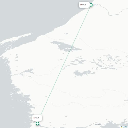 Mapa de vuelo directo Kuujjuarapik - Chisasibi