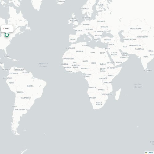 Mapa de vuelo directo Hamilton - Fort Lauderdale