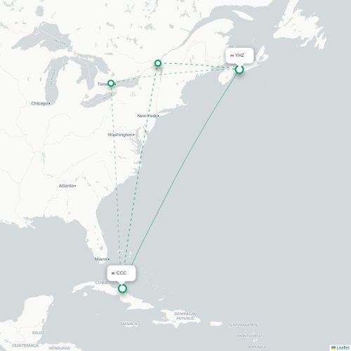 Mapa lotu bezpośredniego Halifax – Cayo Coco