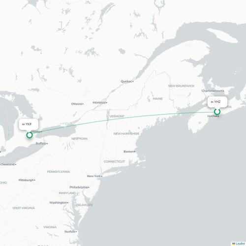 Halifax - Toronto kaart van rechtstreekse vlucht