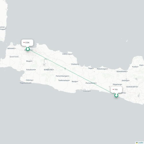 Mapa lotu bezpośredniego Yogyakarta – Dżakarta