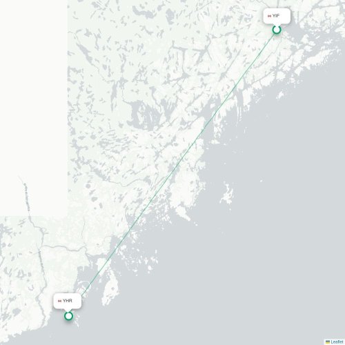 Mapa de vuelo directo Pakuashipi - Chevery