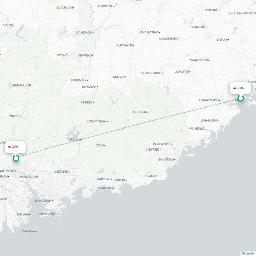 Mapa de vuelo directo Yichang - Cantón