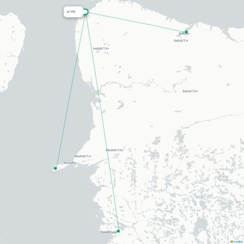 YIK routes and destination map
