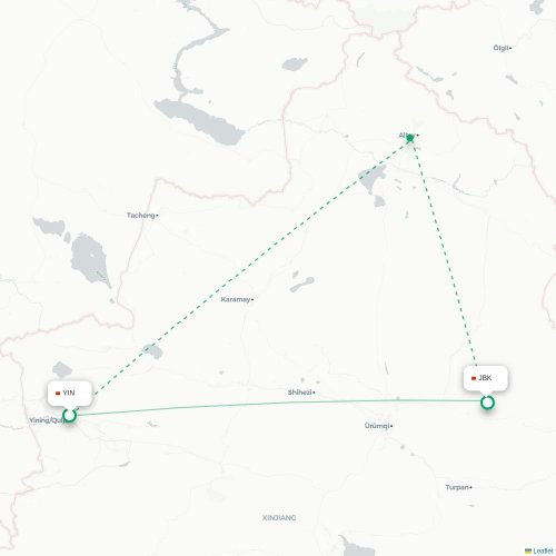 Mapa lotu bezpośredniego Ili – Qitai