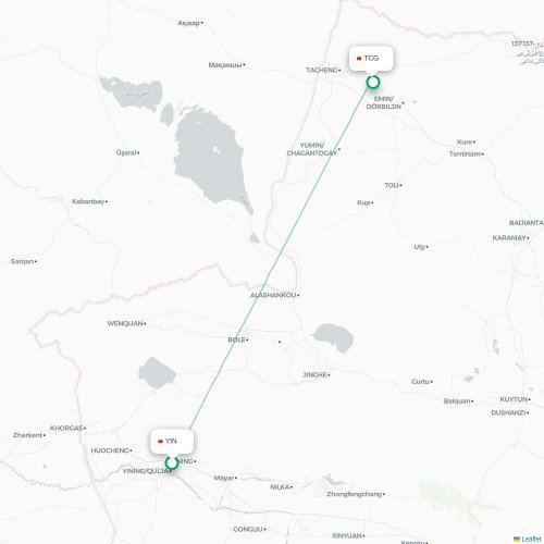 Mapa lotu bezpośredniego Ili – Tacheng