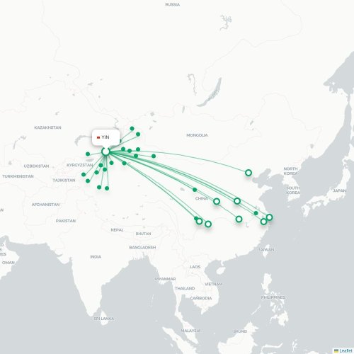 Mapa lotu bezpośredniego Ili – Tumxuk