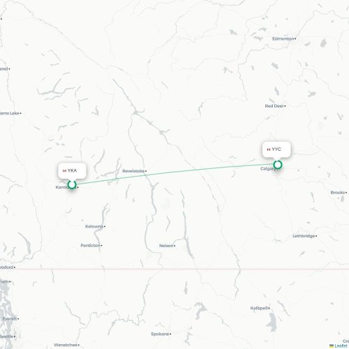 Mapa de vuelo directo Kamloops - Calgary