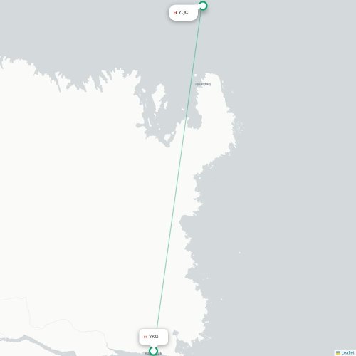 Mapa de vuelo directo Kangirsuk - Quaqtaq