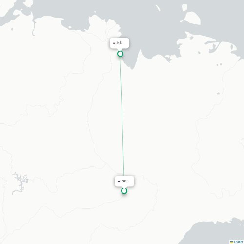 Mapa de vuelo directo Yakutsk - Tiksi