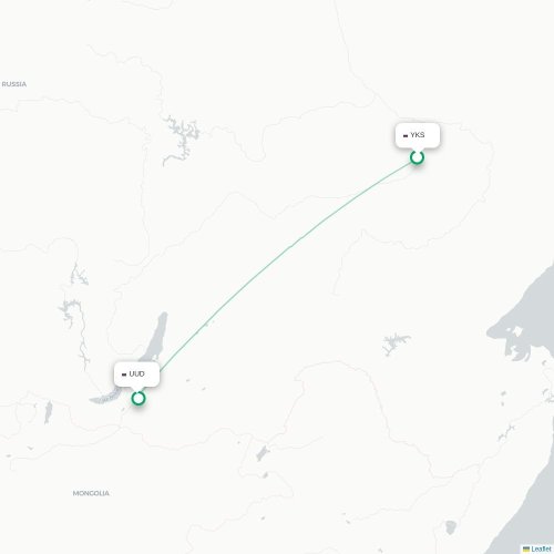 Mapa de vuelo directo Yakutsk - Ulán-Udé