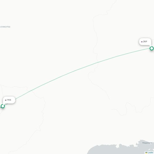 Mapa de vuelo directo Yakutsk - Zyryanka