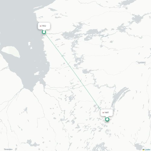 Mapa de vuelo directo Chisasibi - Chibougamau
