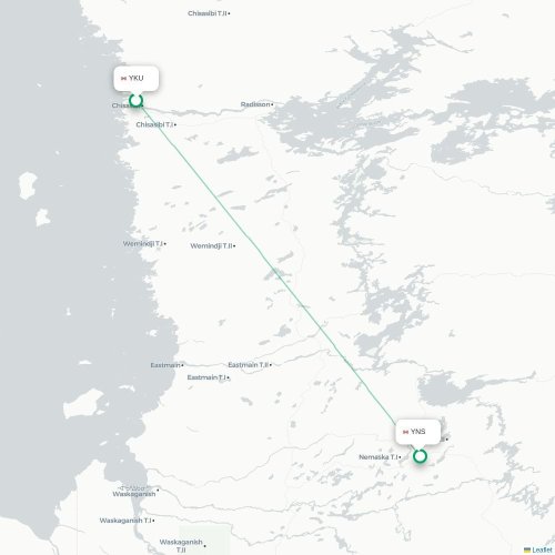 Mapa de vuelo directo Chisasibi - Nemiscau