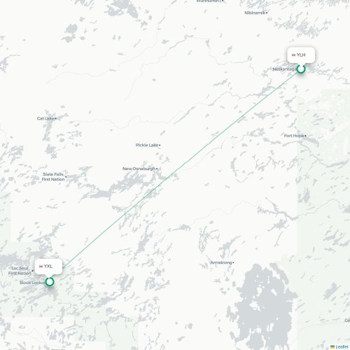 Mapa lotu bezpośredniego Lansdowne House – Sioux Lookout