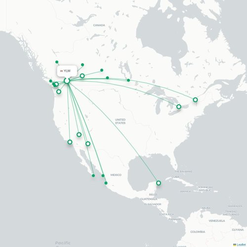 Route map Kelowna  YLW airport