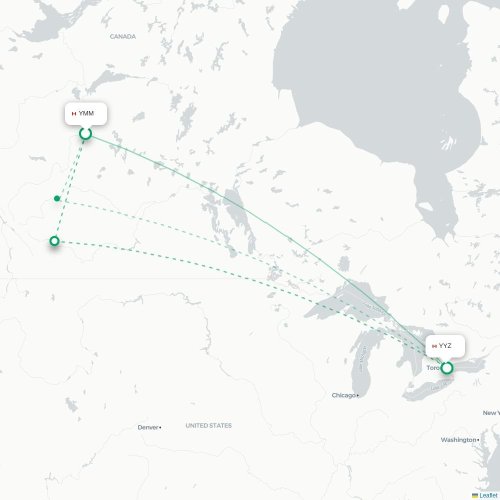 Mapa lotu bezpośredniego Fort McMurray – Toronto