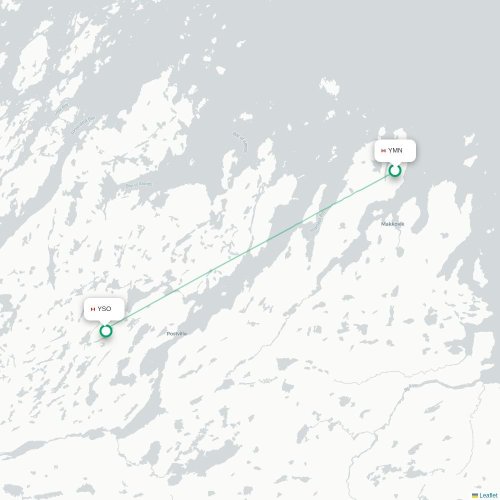 Mapa de vuelo directo Makkovik - Postville