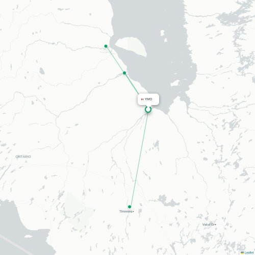 Mapa lotu bezpośredniego Moosonee – Fort Albany