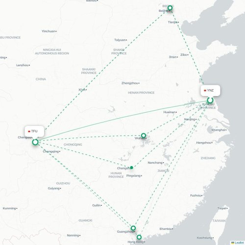 Mapa lotu bezpośredniego Yancheng – Chengdu