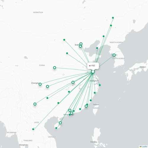 Mapa lotu bezpośredniego Yancheng – Zhoushan