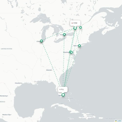 Mapa de vuelo directo Ottawa - Fort Lauderdale