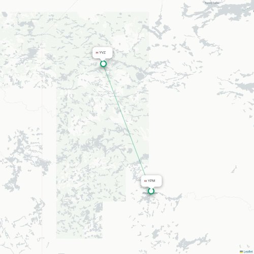 Mapa lotu bezpośredniego Pikangikum – Deer Lake