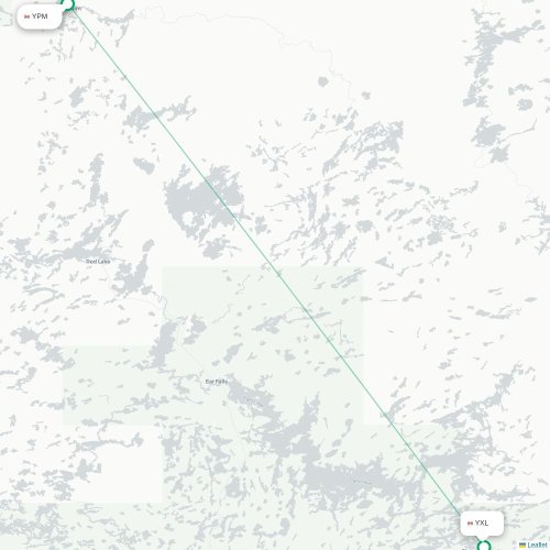 Mapa lotu bezpośredniego Pikangikum – Sioux Lookout