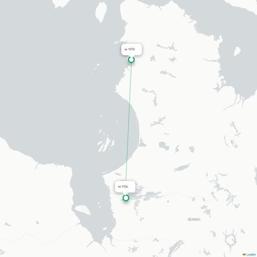 Mapa de vuelo directo Puvirnituq - Radisson