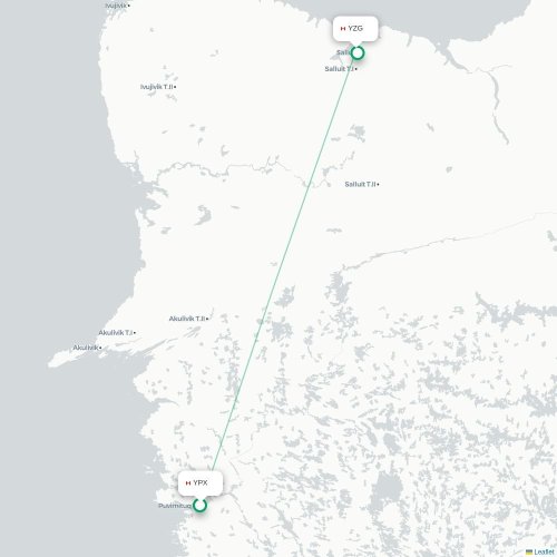 Mapa de vuelo directo Puvirnituq - Salluit