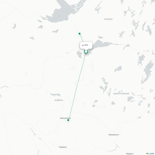 YPY routes and destination map
