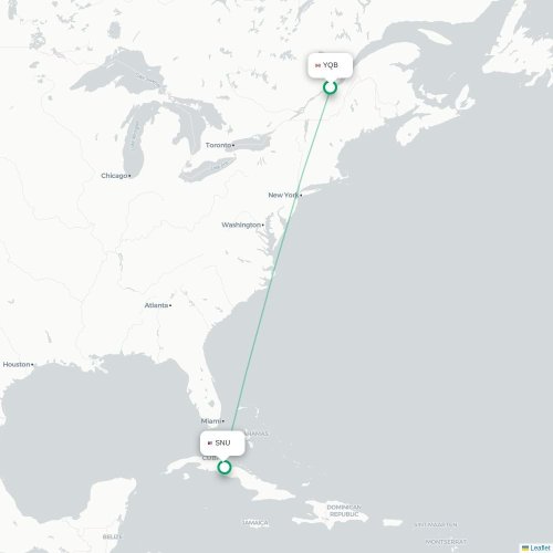 Mapa lotu bezpośredniego Quebec – Santa Clara