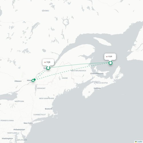 Mapa de vuelo directo Quebec - La Vernière