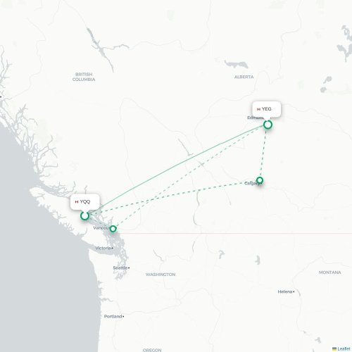 Mapa de vuelo directo Comox - Edmonton