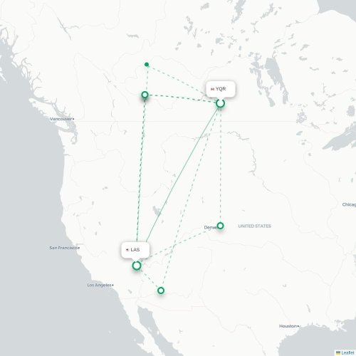 Mapa lotu bezpośredniego Regina – Las Vegas