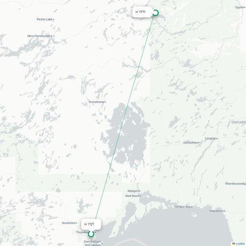 Mapa lotu bezpośredniego Thunder Bay – Fort Hope