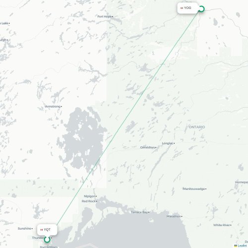 Mapa lotu bezpośredniego Thunder Bay – Ogoki