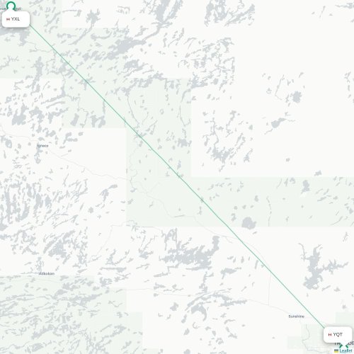 Mapa lotu bezpośredniego Thunder Bay – Sioux Lookout