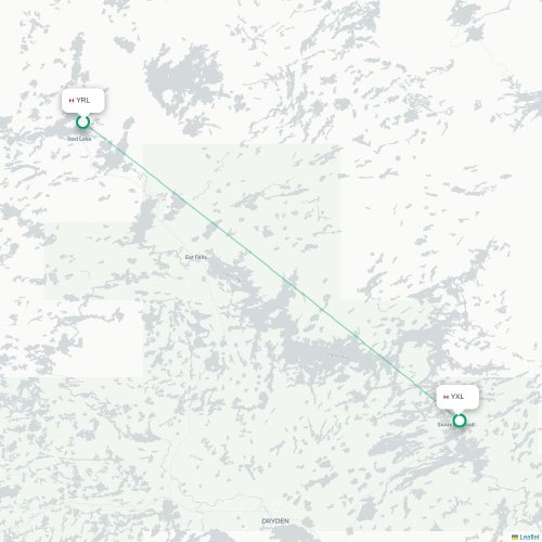 Mapa lotu bezpośredniego Red Lake – Sioux Lookout