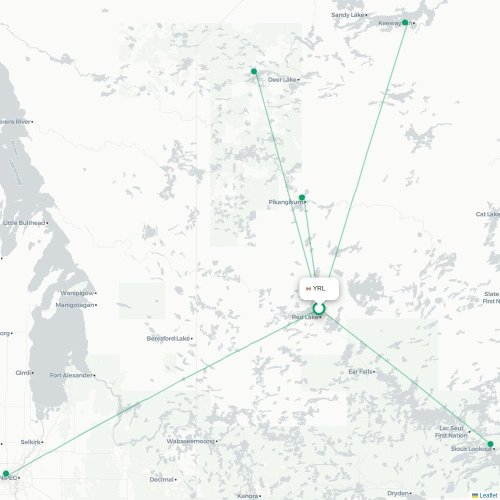 Route map Red Lake  YRL airport