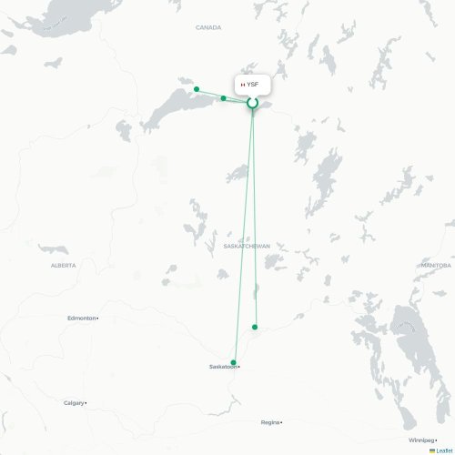 Mapa de vuelo directo Stony Rapids - Saskatoon