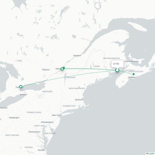 Mapa de vuelo directo Saint John - Montreal