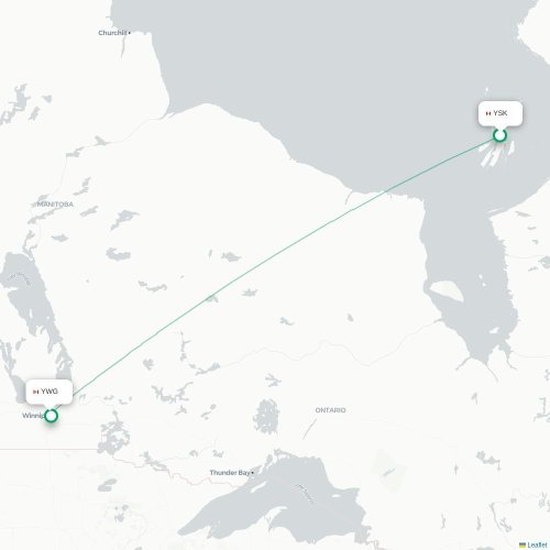 Mapa de vuelo directo Sanikiluaq - Winnipeg