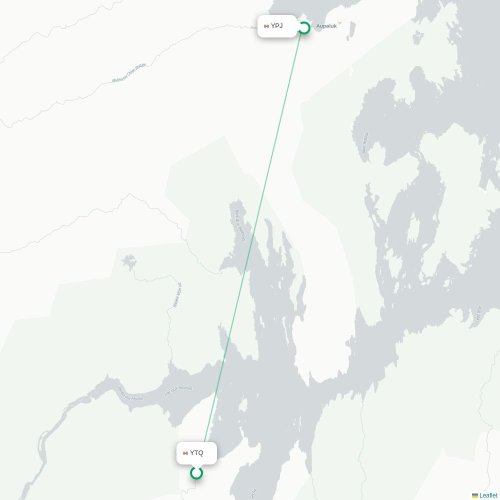Mapa de vuelo directo Tasiujaq - Aupaluk