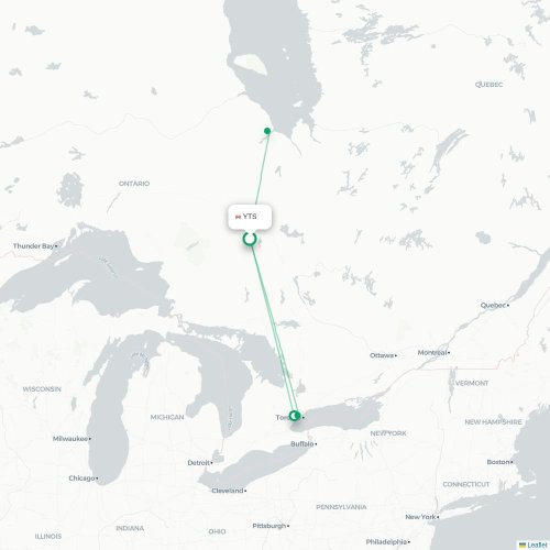 Mapa lotu bezpośredniego Timmins – Attawapiskat