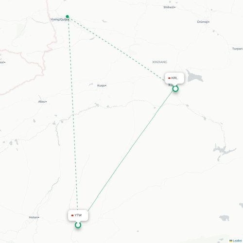 Mapa lotu bezpośredniego Hoten – Bayingolin