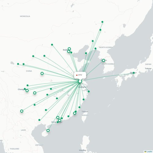Mapa lotu bezpośredniego Yangzhou – Zhoushan